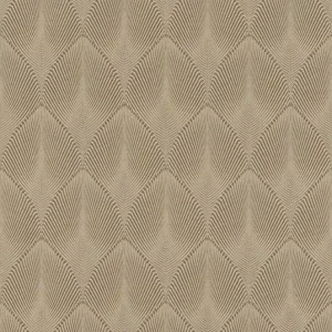 Zertifiziert Vliestapete Pfauenfedern Beige-Gold 535822