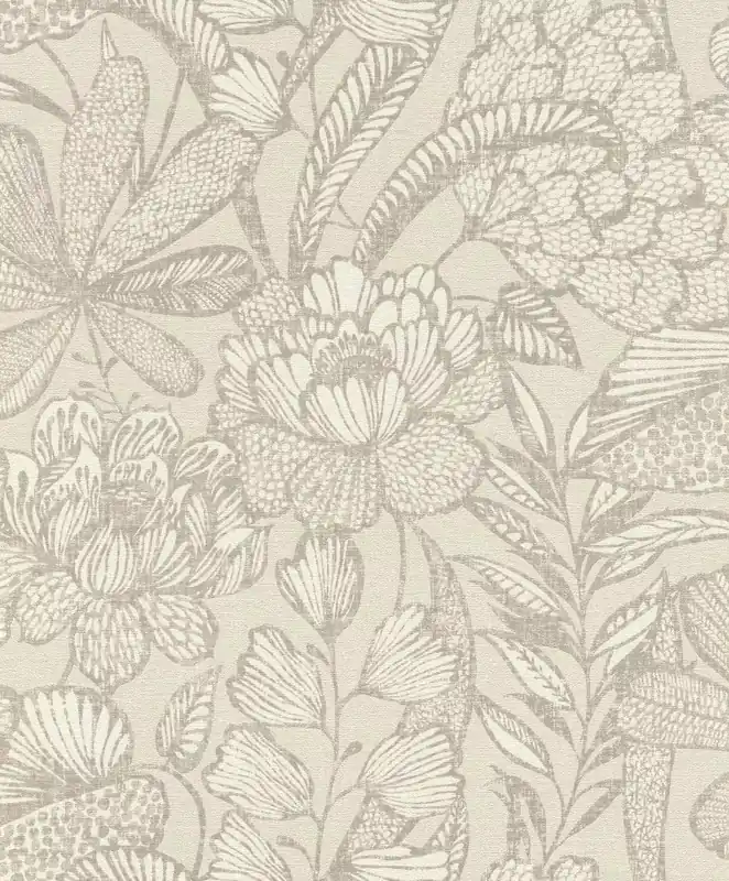 Botanisch Vliestapete in Grau-greige Selection 555349 Knallerangebot