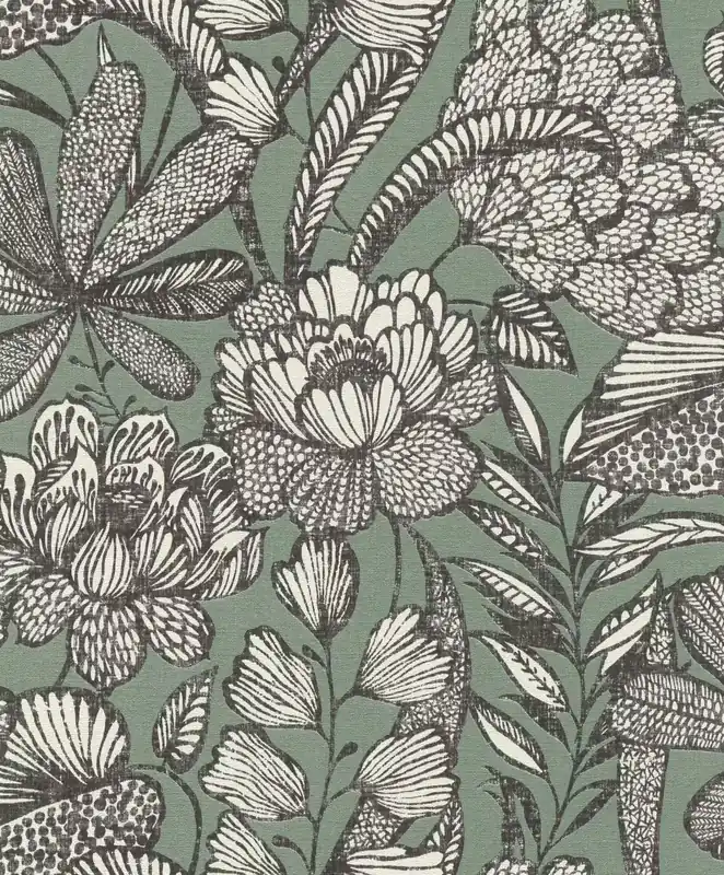 Sichere Zahlung Botanisch Vliestapete in Grün-grüngrau Selection 555356