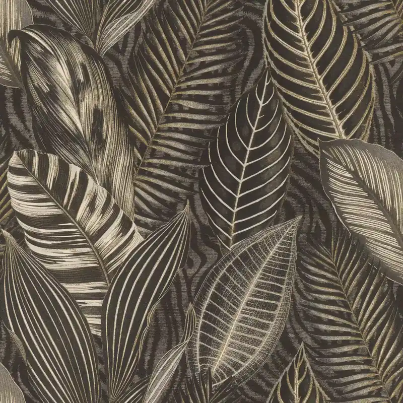 Ausverkauf Blätter Vliestapete in Schwarz-Mattschwarz African Queen III 751833