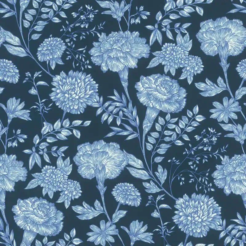 Nur Für Kurze Zeit Blumen Vliestapete in Blau-Nachtblau Selection Vinyl/Vlies 865004