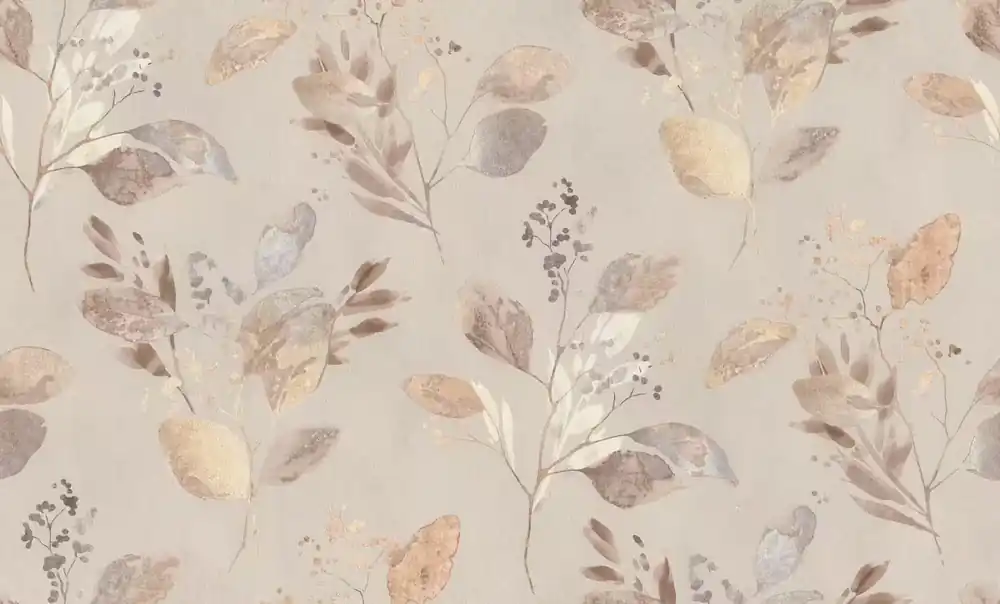 Bestpreis Blätter Vliestapete in Beige-Taupe Selection doppeltbreit 980226