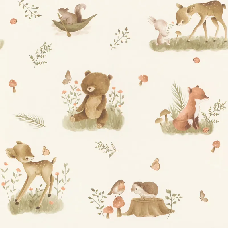 Vliestapete Waldtiere in Beige Braun 321104 Beliebt