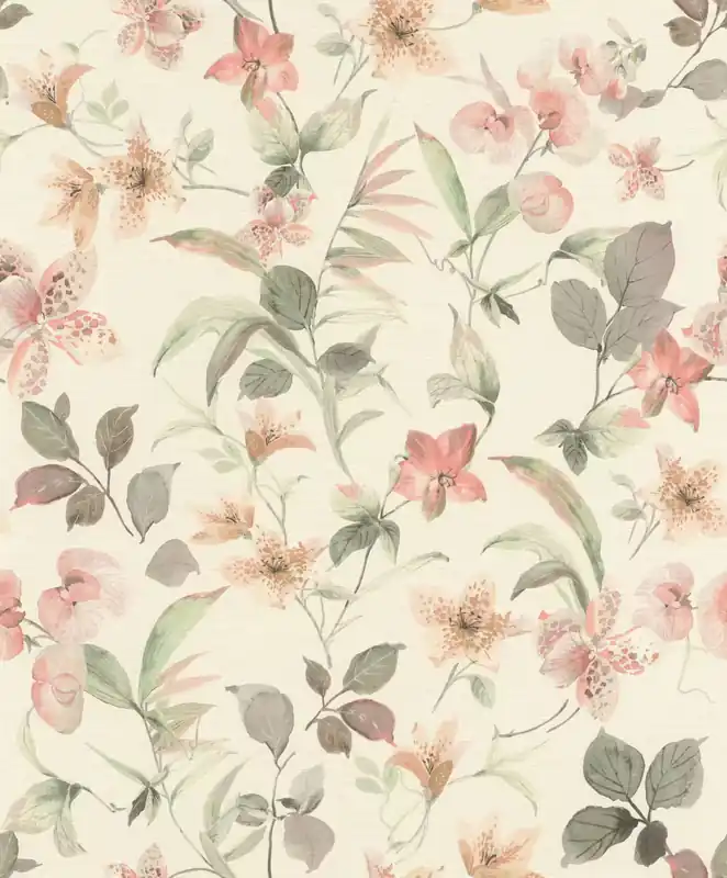 Neuheit Selbstklebende Tapete Lumina 371314 - Florales Muster in zartem Grün und Rosa