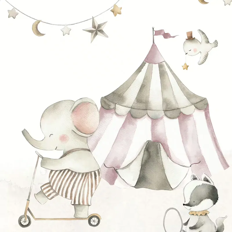 Fototapete Kinderzimmer Zirkus und Tiere in Pink - Kids World II 367935 Preis Gesenkt