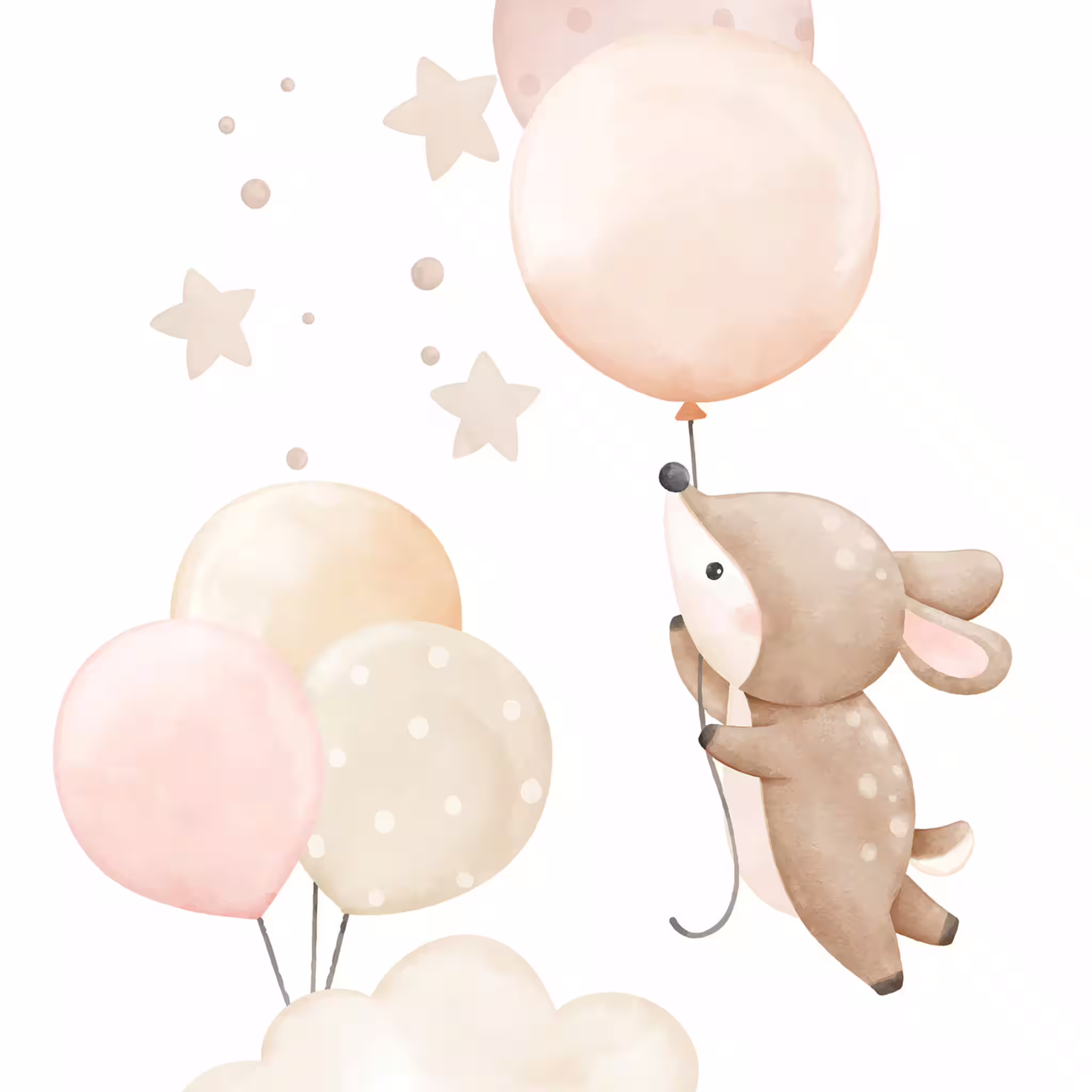 Fototapete Kinderzimmer mit Hasen, Wolken und Ballons in Pink - Kids World II 367959 Nur Für Kurze Zeit