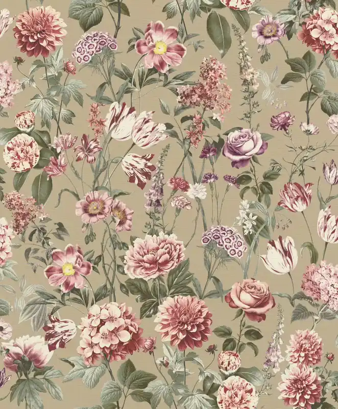 Vliestapete Blumen in Grün und Rosa 353006 Markenware