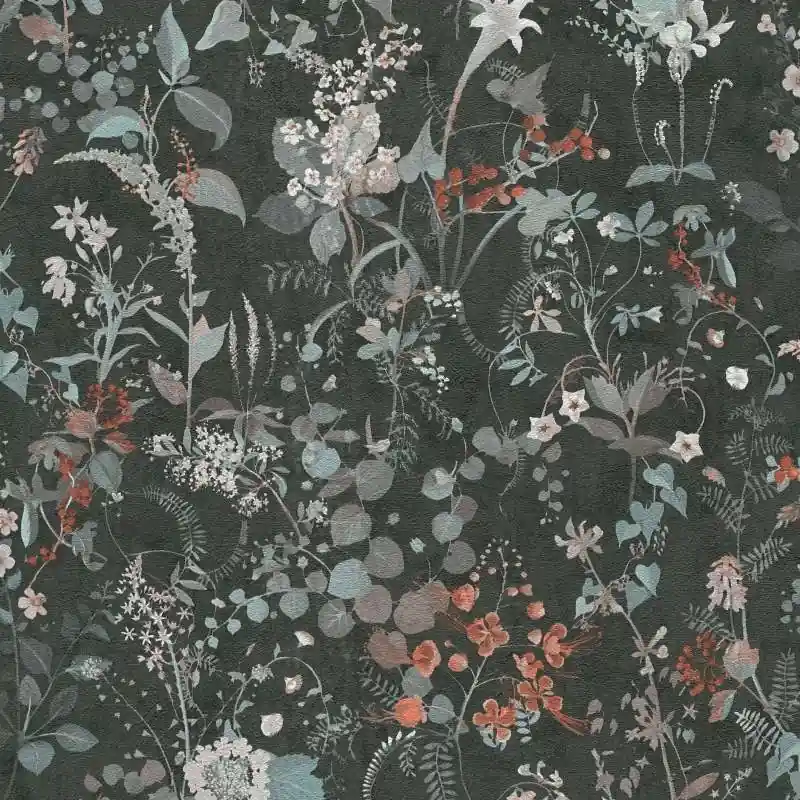 A.S. Creation The BOS 388254 Vliestapete Blumenoptik 0.53 x 10.05 m Schwarz Markenprodukt
