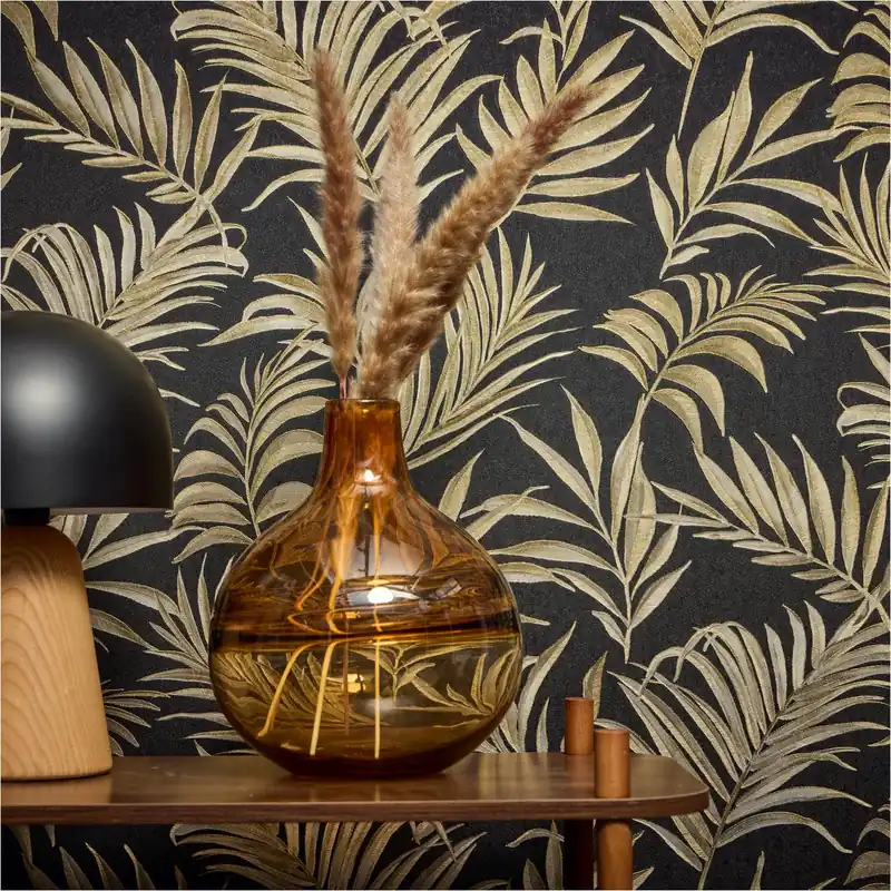 Vliestapete 791086 Schwarz Dschungel Palmenblätter CosmoLiving by Cosmopolitan A.S. Creation Direkt Vom Hersteller