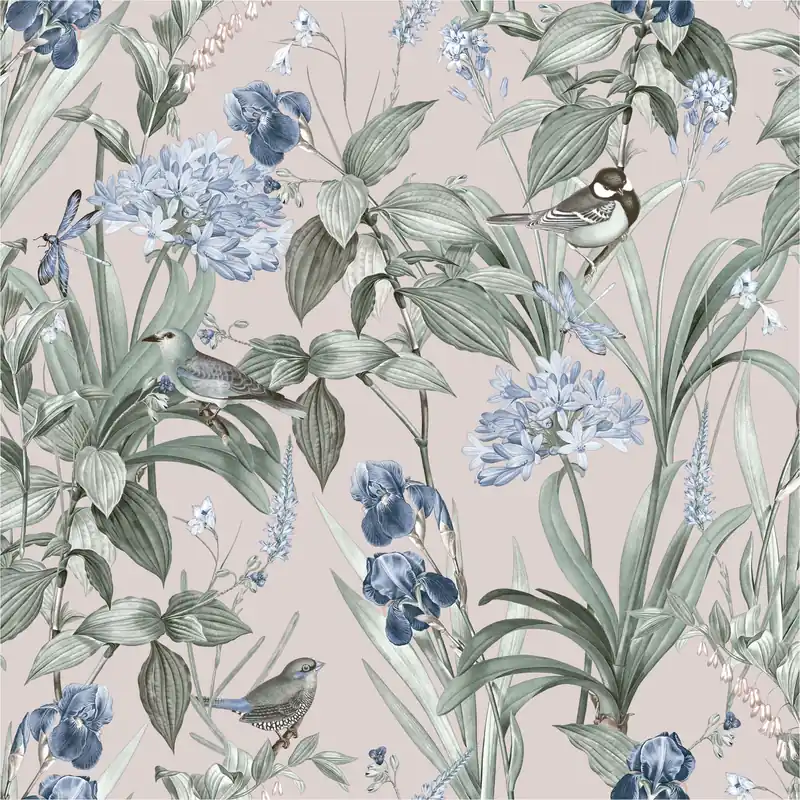 Geprüft Vliestapete M64703 Botanique Rosa Blumen Vögel Vlies 0.53 x 10.05 m Ugépa