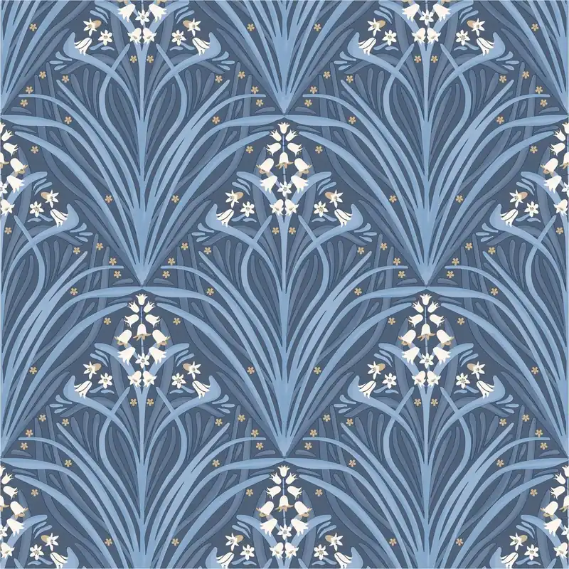 Vliestapete M66101 Elegance Blau Art Deco Blumen Vlies 0.53 x 10.05 m Ugépa Sonderaktion
