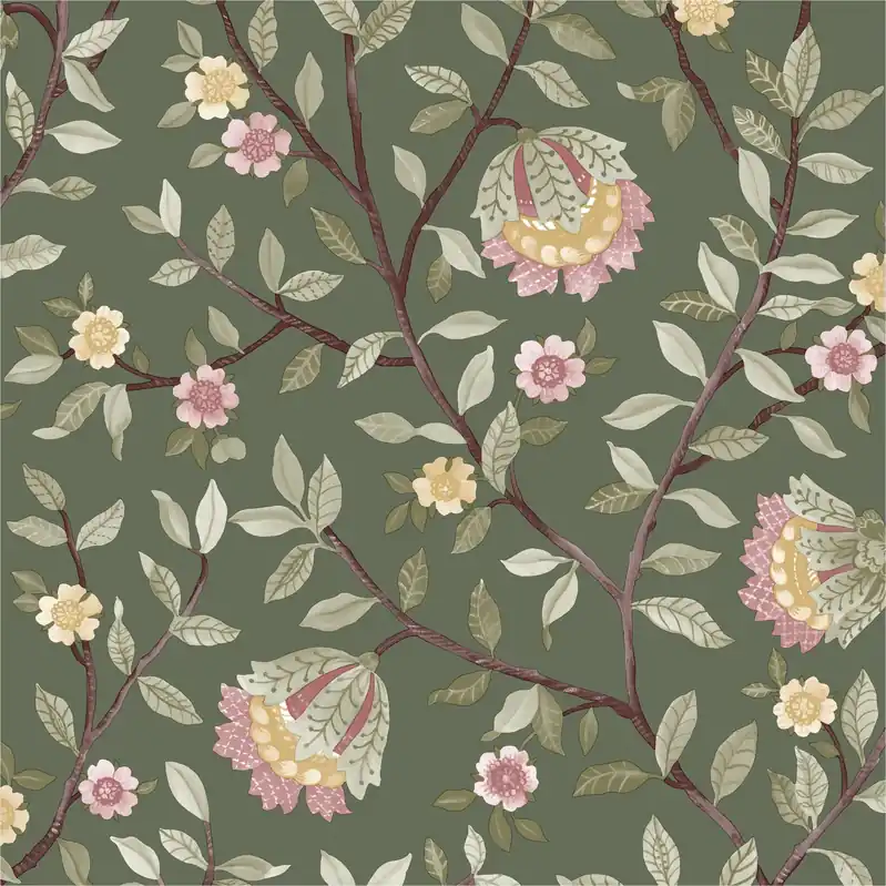 Top-Preis Vliestapete B19914 Botanique Grün Blumen Vlies 0.53 x 10.05 m Ugépa