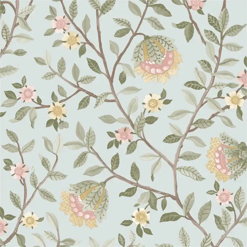 Highlight Vliestapete B19924 Botanique Blau Blumen Vlies 0.53 x 10.05 m Ugépa