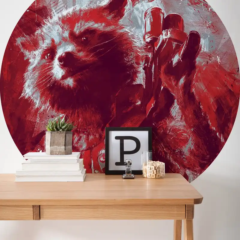 Ausverkauf Komar Fototapete Marvel Rocket Raccoon 125 x 125 cm Vlies Selbstklebend Avengers Guardians Galaxy