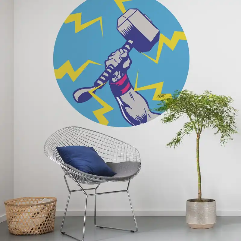 Garantierte Lieferung Komar Fototapete Marvel Avengers Thor‘s Hammer Pop Art 125 x 125 cm Vlies Selbstklebend Mjölnir