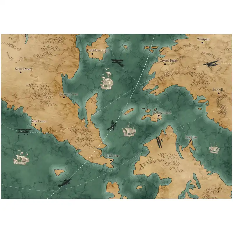 Komar Fototapete - Old Travel Map - 250 x 350 cm - Vlies Digitaldruck - Kinderzimmer Meistverkauft