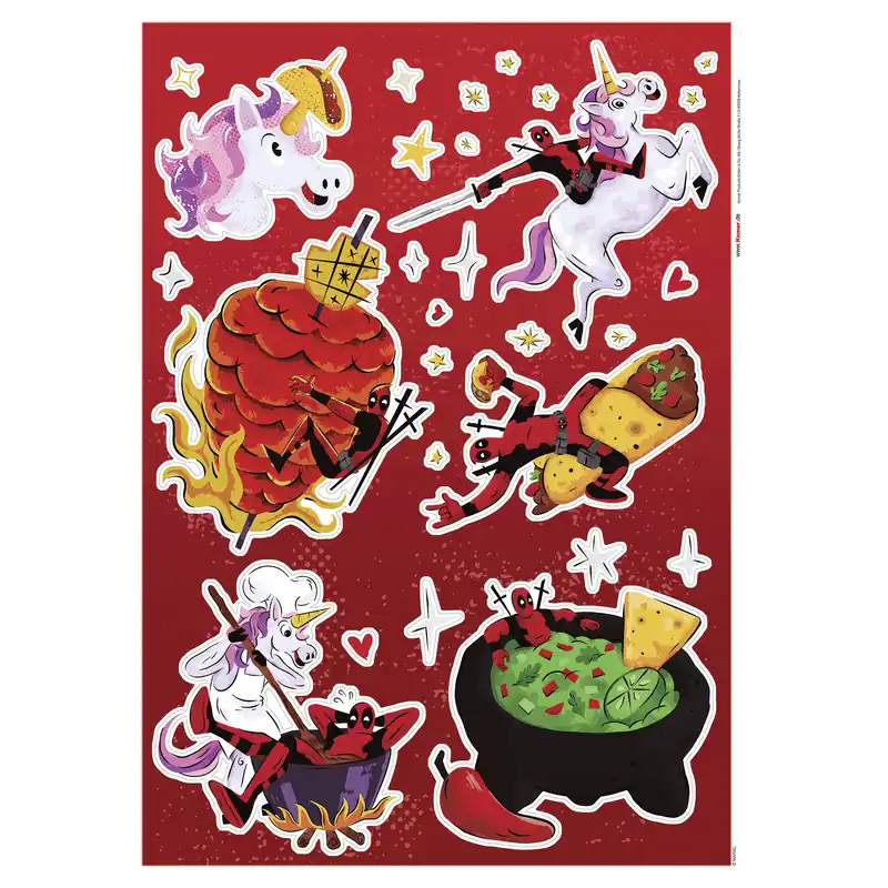 Direkt Vom Hersteller Komar Wandtattoo - Marvel Deadpool Food - 70 x 50 cm - Wandsticker Selbstklebend
