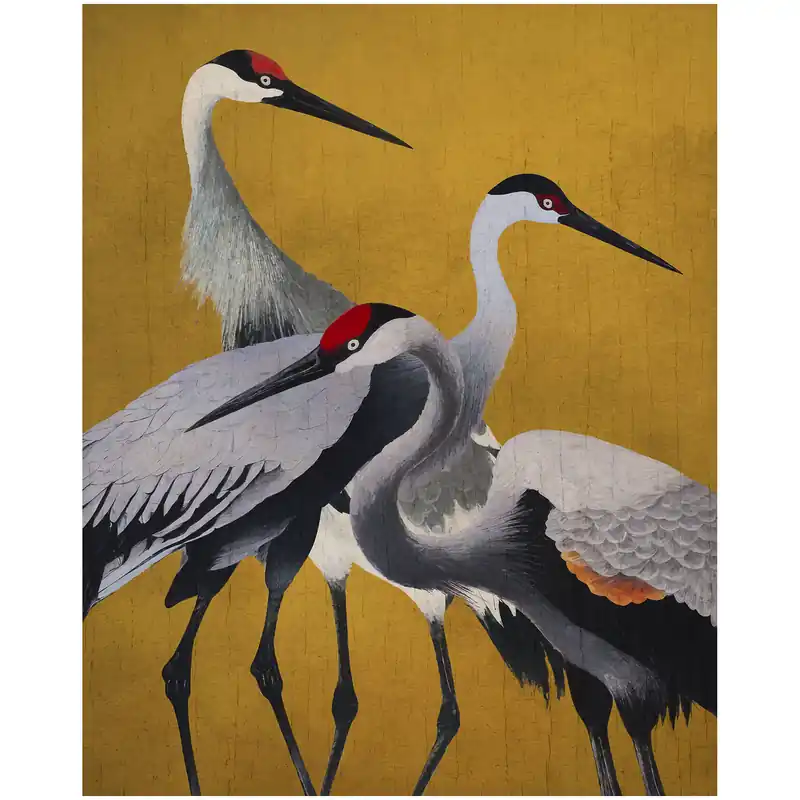 Geprüft Komar Fototapete - Yellow Cranes - 250 x 200 cm - Vlies Digitaldruck - klassisch