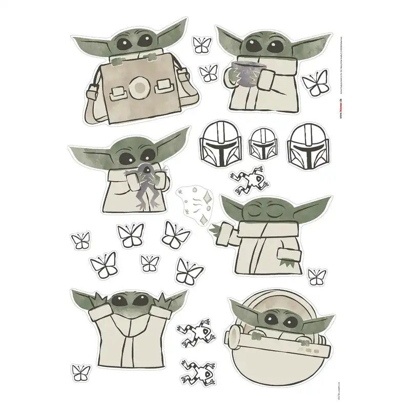 Komar Wandtattoo - Star Wars The Mandalorian Grogu Cute - 70 x 50 cm - Wandsticker Selbstklebend Solange Der Vorrat Reicht