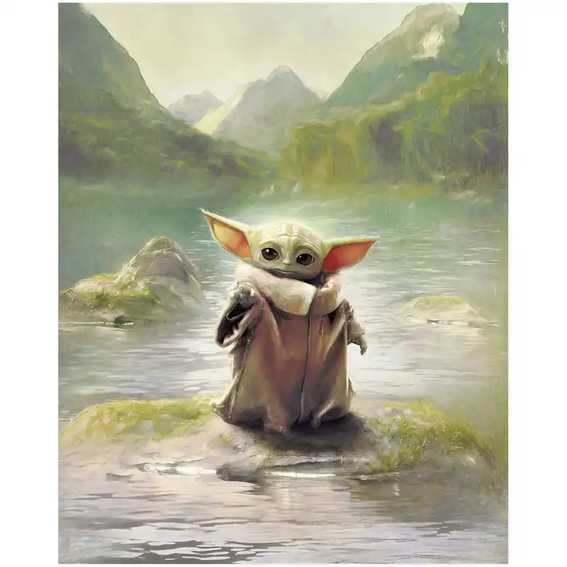 Solange Der Vorrat Reicht Komar Fototapete - Star Wars The Mandalorian Grogu Landscape - 250 x 200 cm - Vlies - Kinderzimmer