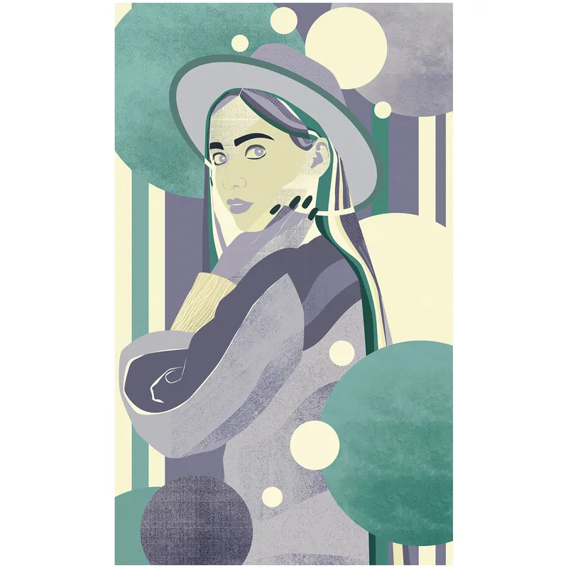 Neue Kollektion Komar Fototapete - Woman Hat Colour - 250 x 150 cm - Vlies Digitaldruck