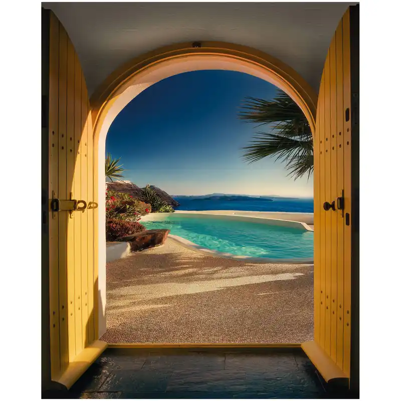 Nur Für Kurze Zeit Komar Fototapete - Santorini - 250 x 200 cm - Vlies Digitaldruck - Mediterran