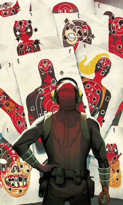 Komar Fototapete - Marvel Deadpool Target Shooting - 250 x 150 cm - Vlies Neuheit