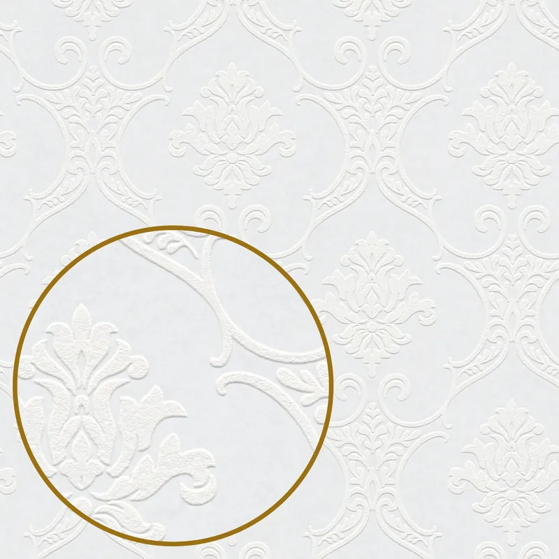 Must-Have Tapete Überstreichbar TA-01-03946 Vliestapete Weiß Barocktapete Ornamente 1 Karton 12 Ro