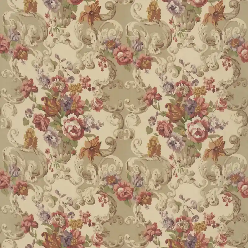 Abverkauf Stoff Floral Rococo Mulberry