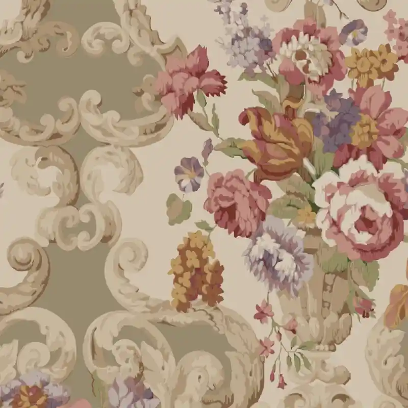 Meistverkauft Tapete Floral Rococo Mulberry