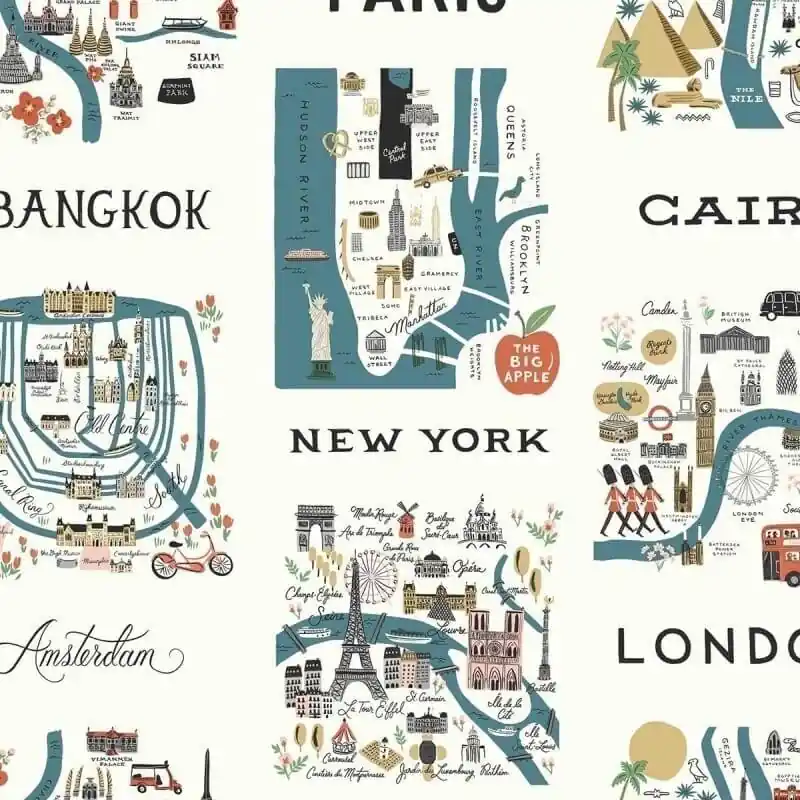 Aktuell Tapete City Maps Rifle Paper Co.