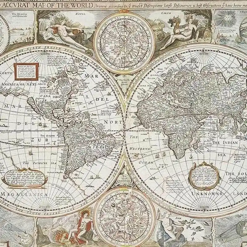 Panoramatapete Historical Map Coordonné Garantierte Lieferung