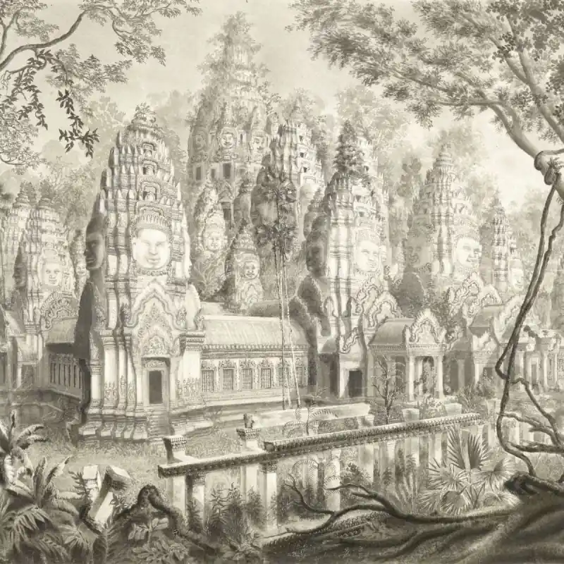 Markenprodukt Panoramatapete Ruines du Bayon Etoffe.com x Agence Musées Nationaux