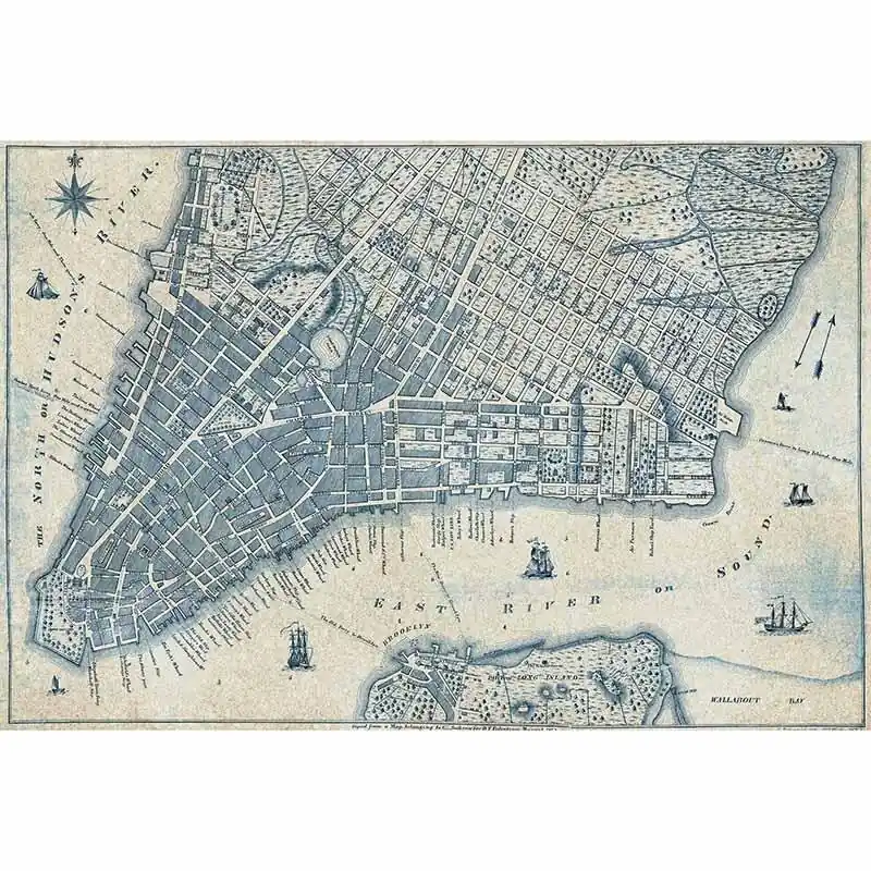 Digitaldruck-Tapete Old Vintage City Map New York livingwalls (1033856) Ausverkauf
