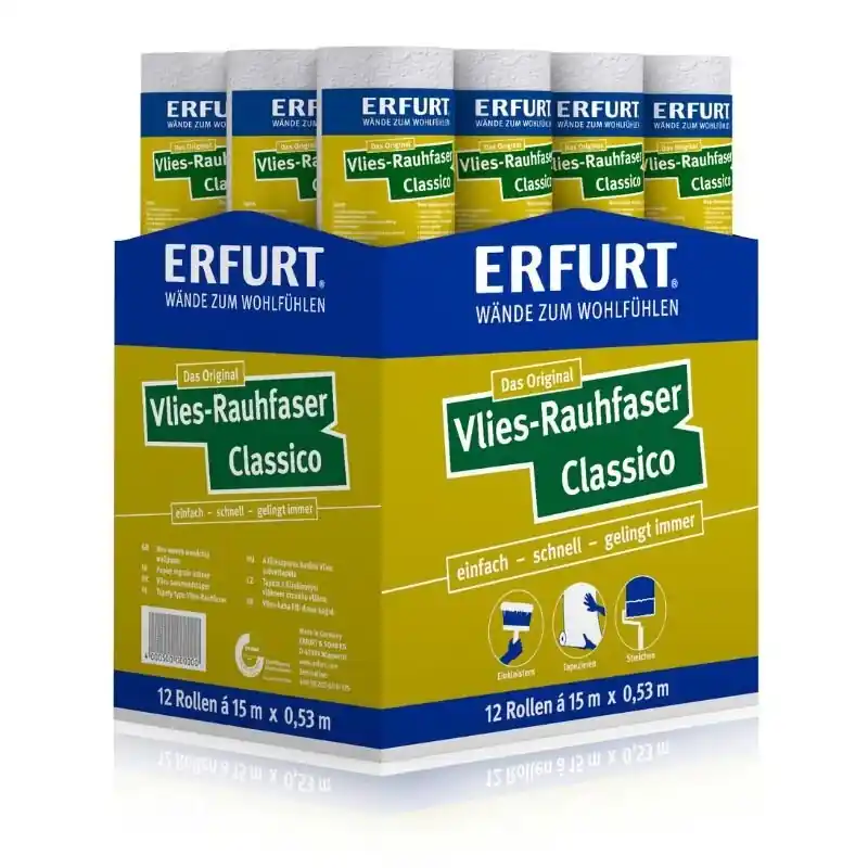 ERFURT Vlies-Rauhfaser Classico, Karton 15 x 0,53 m (12 x Rolle) Direkt Vom Hersteller