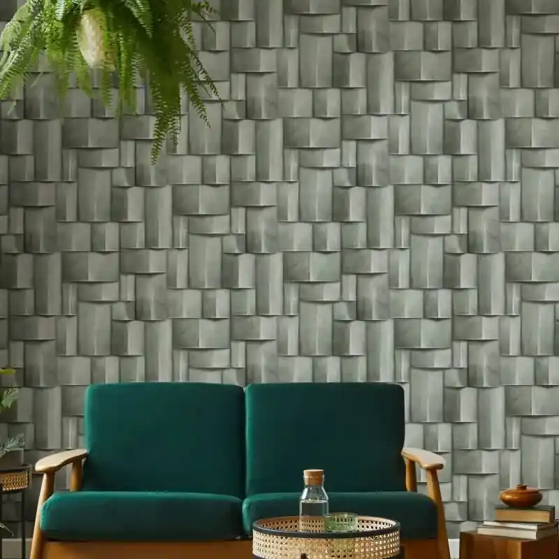Vliestapete mit Holzmotiv geometrisch grün 3D-Optik (KG-171411) Neuheit