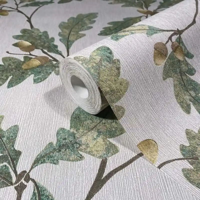 Vliestapete mit Blattmotiv mit Kastanien grau, grün Floral (KG-171412) Sichere Zahlung