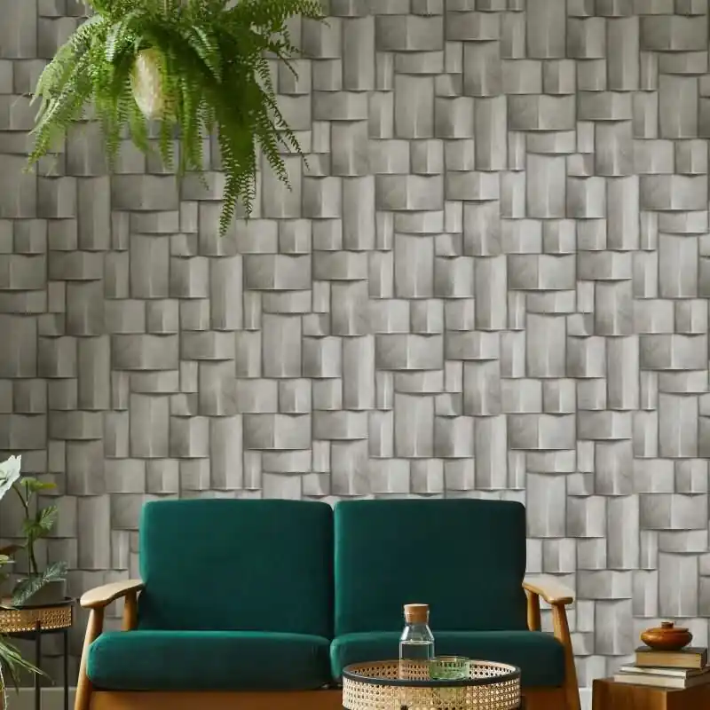 Begrenztes Angebot Vliestapete mit Holzmotiv geometrisch weiß, braun 3D-Optik (KG-171417)