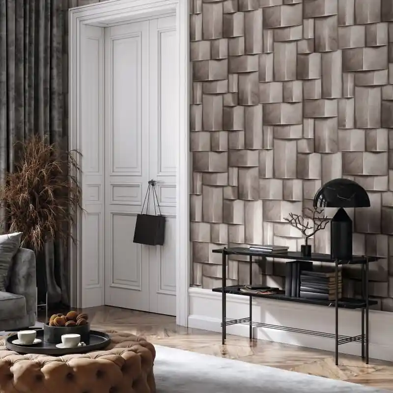 Vliestapete mit Holzmotiv geometrisch braun 3D-Optik (KG-171424) Günstig