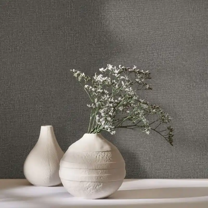 Vliestapete in Grau, Olive Strukturiertes Textil Putzoptik Uni für Wohnzimmer Schlafzimmer Küche (KG-171452) Neu Im Sortiment