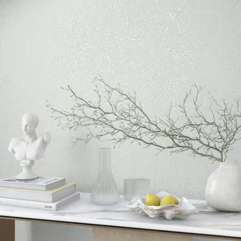 Abverkauf Vliestapete in Weiß Blattmotiv Floral Natur für Wohnzimmer Schlafzimmer Küche (KG-171461)