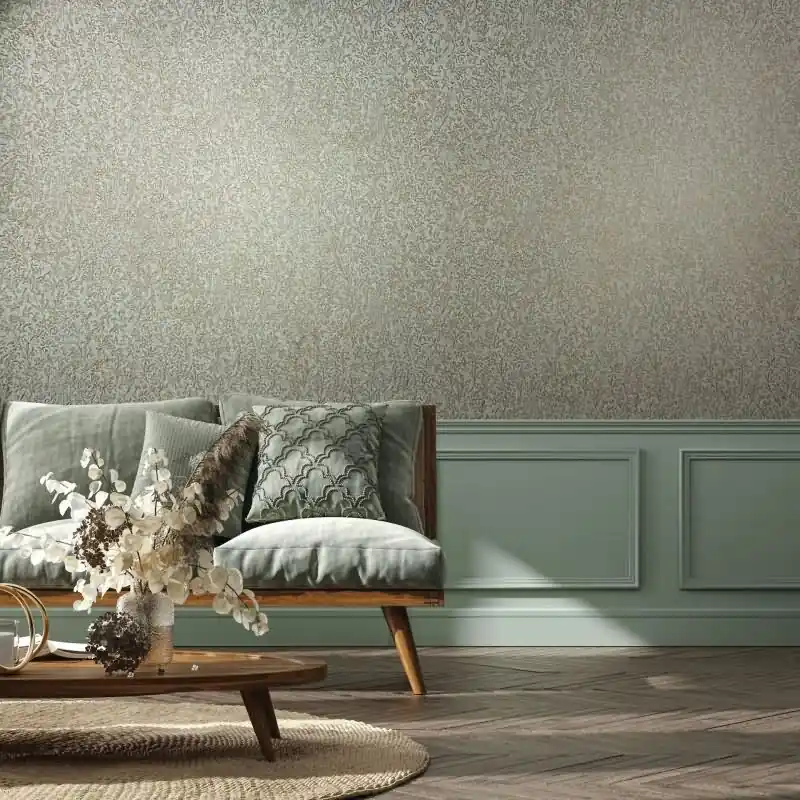 Vliestapete in Blau, Gold Blattmotiv Floral Natur für Wohnzimmer Schlafzimmer Küche (KG-171463) Preiswert