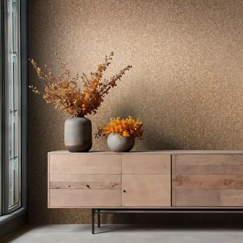 Vliestapete in Braun, Gold Blattmotiv Floral Natur für Wohnzimmer Schlafzimmer Küche (KG-171464) Saisonangebot