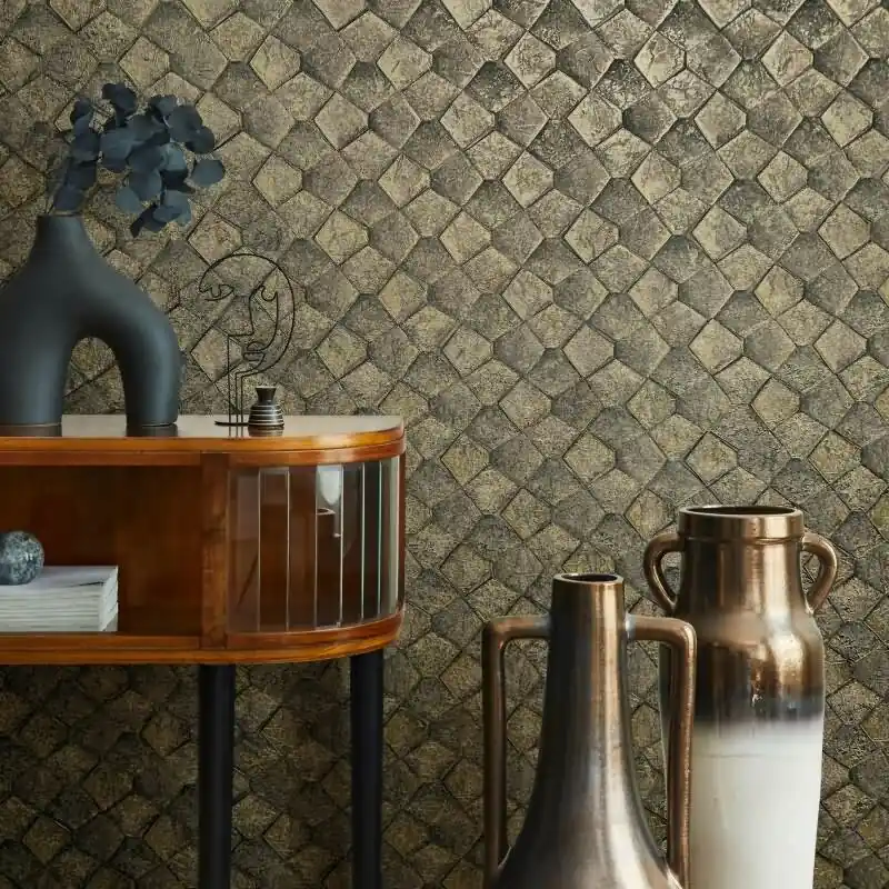 Vliestapete mit grafischem Fünfkantmuster gold Grafisch (KG-171495) Jetzt Bestellen