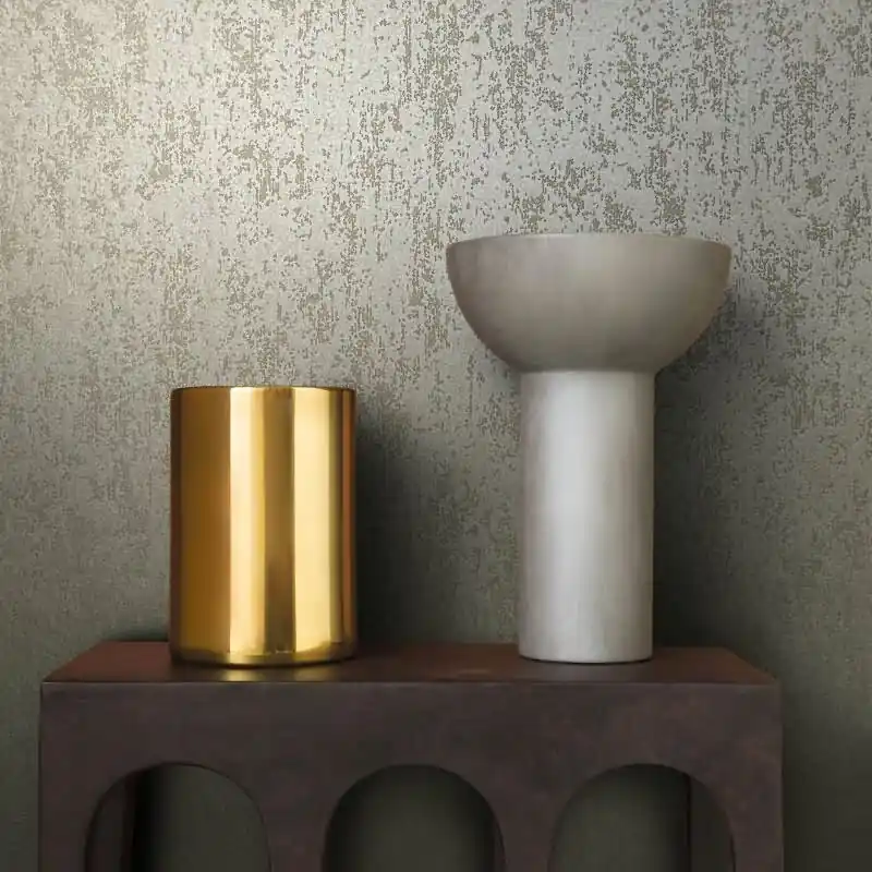 Vliestapete mit strukturiertem Glasperlen Motiv in beige Metalloptik (KG-171513) Finale Aktion