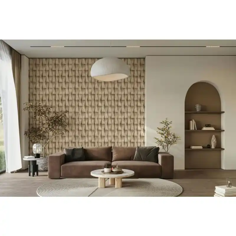 Vliestapete in beige Putzoptik Illusion 3D-Optik Streifen Modern Industrial-Look (KG-171536) Preiswert