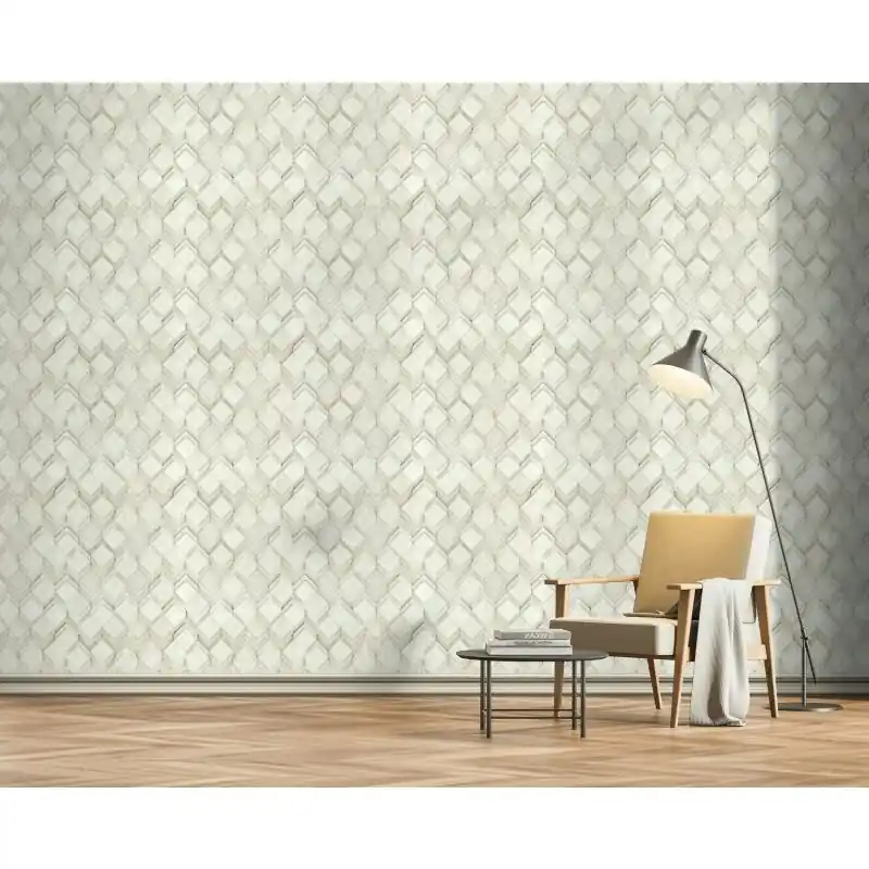 Neuheit Vliestapete in weiß, grau Rauten Illusion 3D-Optik Modern (KG-171554)