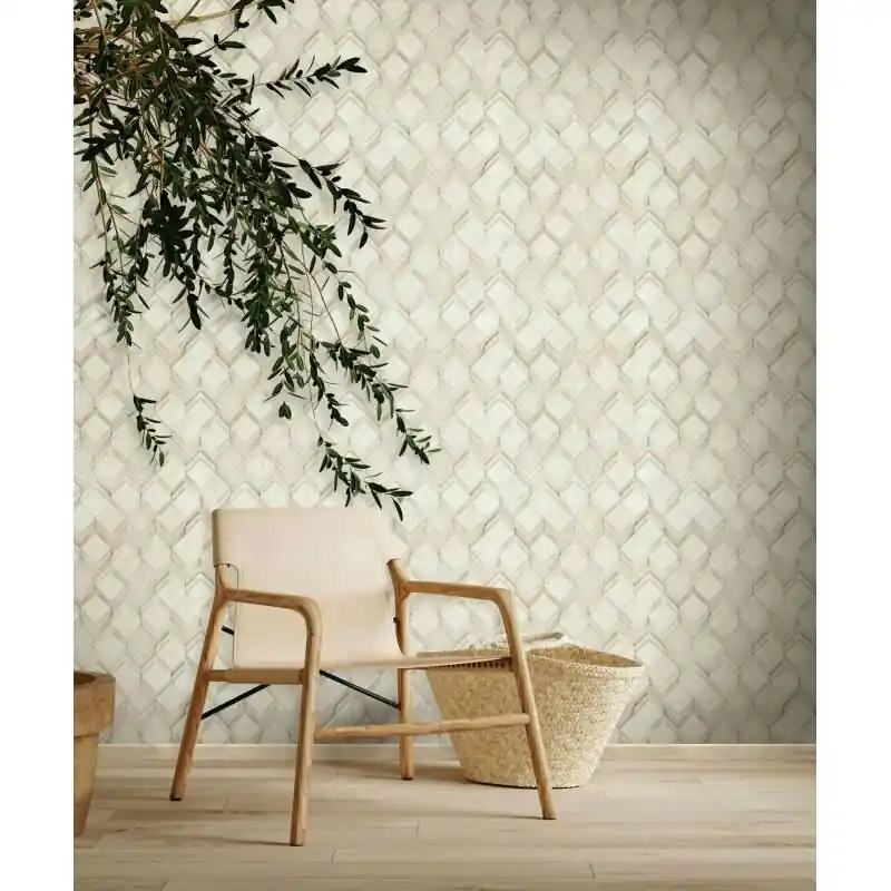 Vliestapete in weiß, beige Rauten Illusion 3D-Optik Modern (KG-171553) Super-Preis