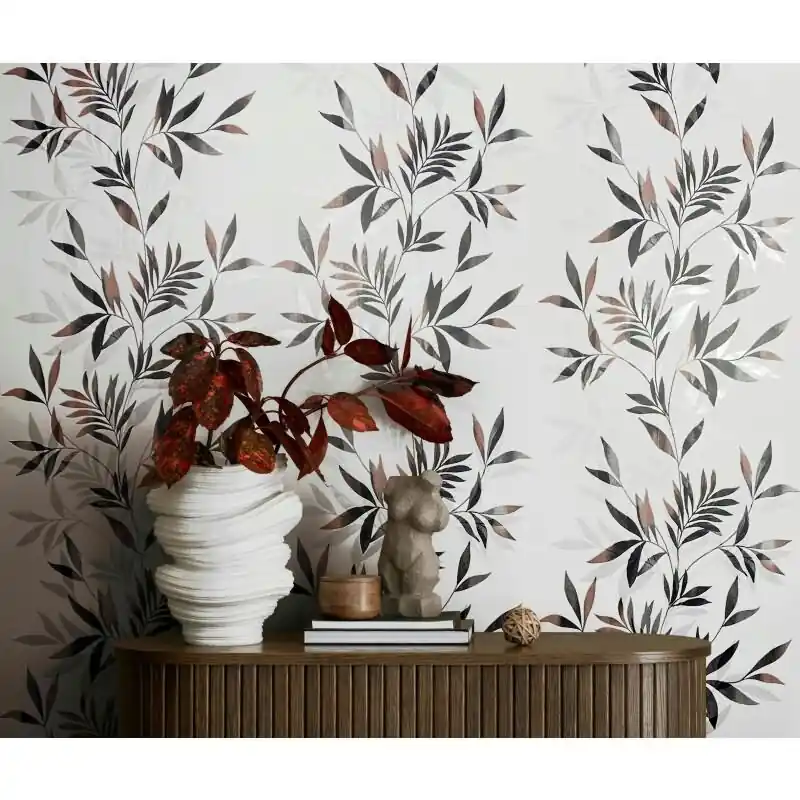 Vliestapete in weiß, schwarz Blattmotiv Blätteroptik Floral Natur (KG-171565) Preisknaller