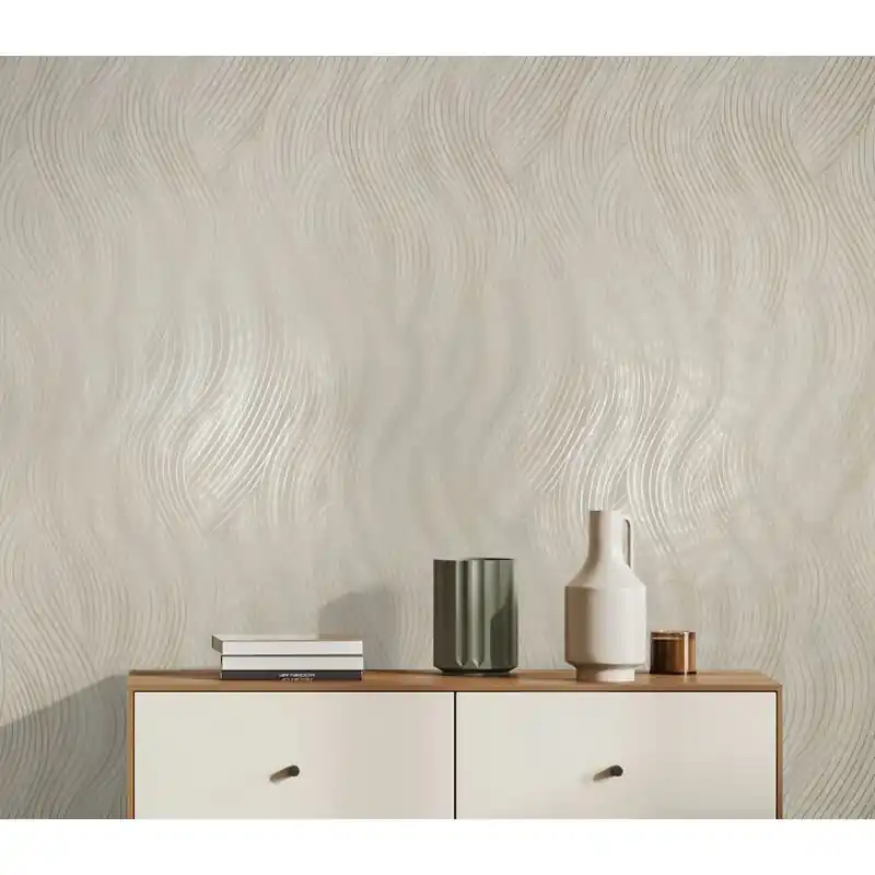 Markenware Vliestapete in beige, grau Wellenoptik Struktur Grafisch Modern (KG-171577)